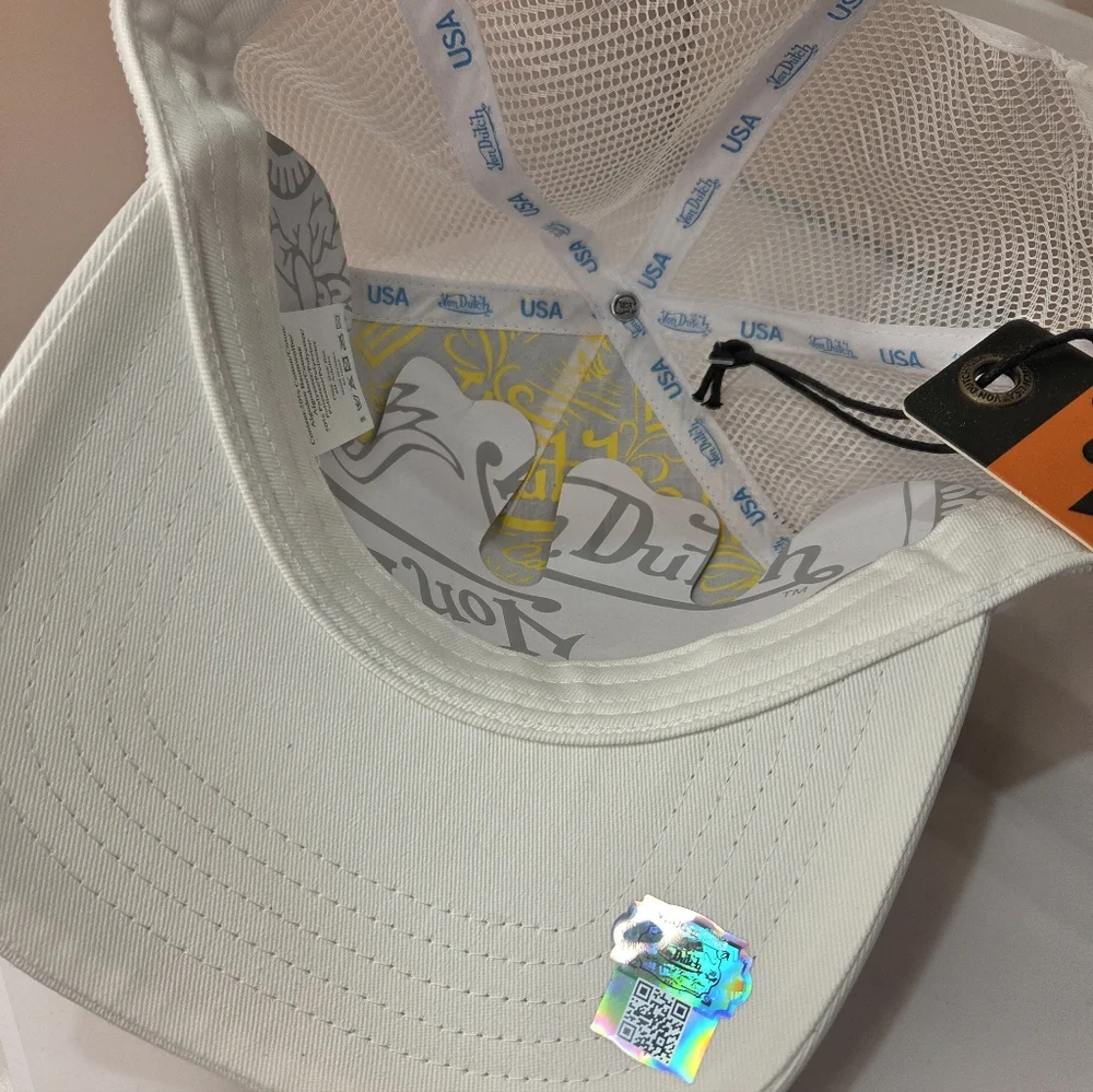 🤍▪️Von Dutch▪️ Polka Dot Trucker Hat White Mesh Adjustable Cap NWT